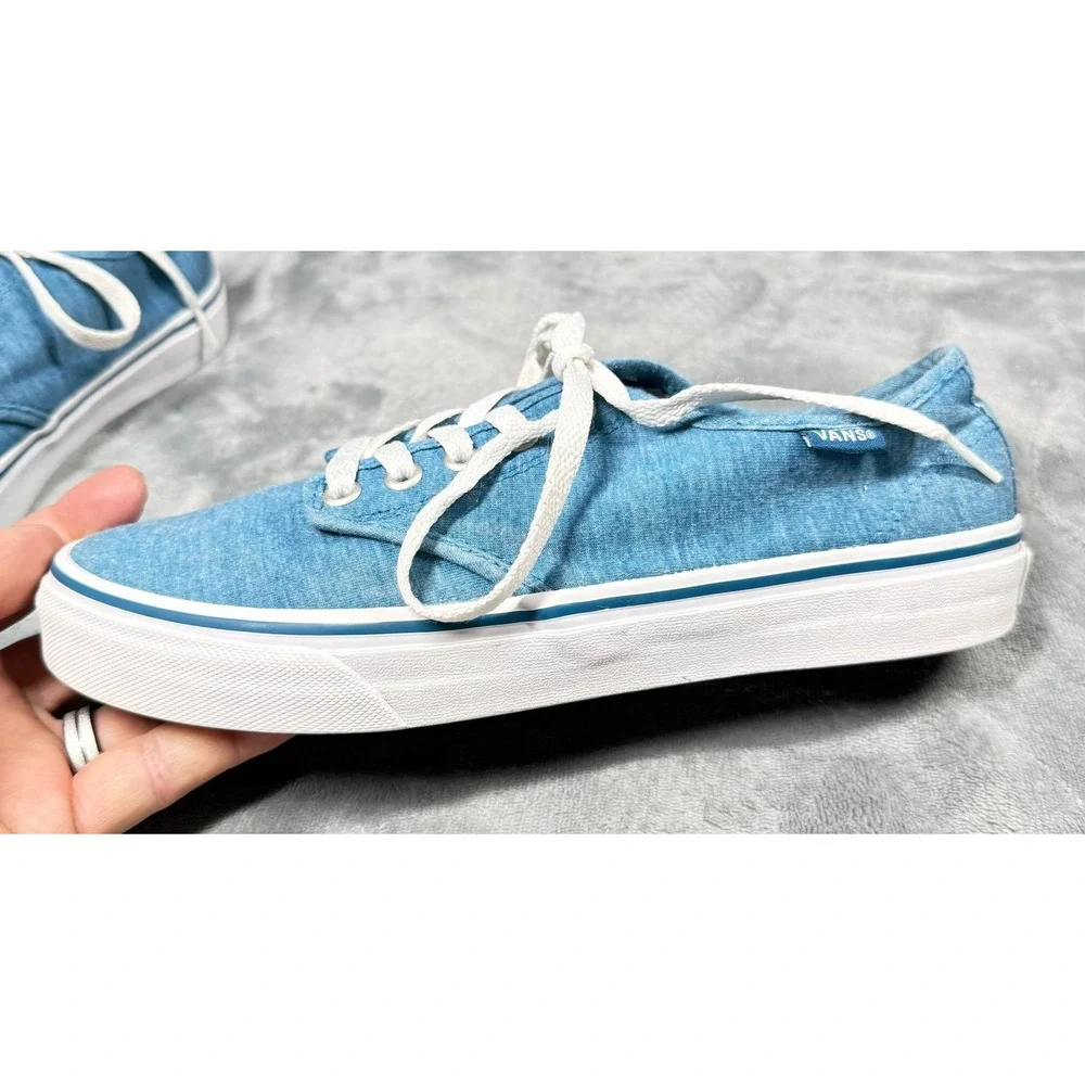 Vans Atwood Sneakers Womens 7.5 Blue Chambray Denim Floral Lace Up